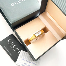 Load image into Gallery viewer, Vintage 1990s Ladies&#39; Gold-Plated Gucci 1500L Bangle Quartz Watch with Rectangular Mother of Pearl Dial - Boxed
