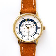 Load image into Gallery viewer, Vintage 90s Ladies&#39; Imado Sun &amp; Moon Phase Quartz Watch with Brown Leather Strap
