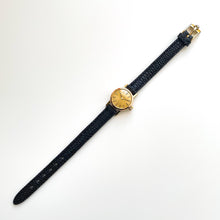 Load image into Gallery viewer, Tiny 1970s gold-plated Omega Ladies&#39; Vintage Mechanical Watch with Black Leather Strap
