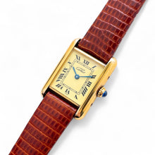 Load image into Gallery viewer, Vintage Ladies&#39; Must de Cartier Tank Vermeil With Cream Dial and Leather Strap - Quartz Movement
