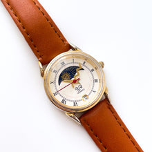 Load image into Gallery viewer, Vintage Ladies&#39; RJW Sun &amp; Moon Quartz Watch with Brown Leather Strap
