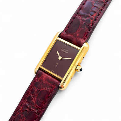 Vintage Ladies' Must Cartier Tank Vermeil - Burgundy Dial, Quartz