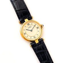 Load image into Gallery viewer, Ladies&#39; Vintage 1980s Cartier Must Vendome Vermeil Quartz Watch - Gold-Plated Silver 925 with Cream Dial - Original Box
