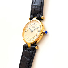 Load image into Gallery viewer, Ladies&#39; Vintage 1980s Cartier Must Vendome Vermeil Quartz Watch - Gold-Plated Silver 925 with Cream Dial - Original Box
