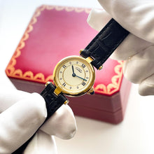 Load image into Gallery viewer, Ladies&#39; Vintage 1980s Cartier Must Vendome Vermeil Quartz Watch - Gold-Plated Silver 925 with Cream Dial - Original Box
