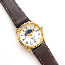 Load image into Gallery viewer, Vintage Ladies’ Constant Sun &amp; Moon Phase Quartz Watch with Brown Leather Strap
