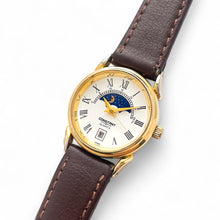Load image into Gallery viewer, Vintage Ladies’ Constant Sun &amp; Moon Phase Quartz Watch with Brown Leather Strap
