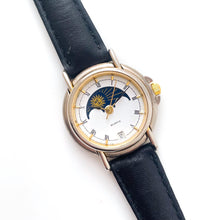 Load image into Gallery viewer, Vintage Ladies&#39; Sun &amp; Moon Quartz Watch with Black Leather Strap
