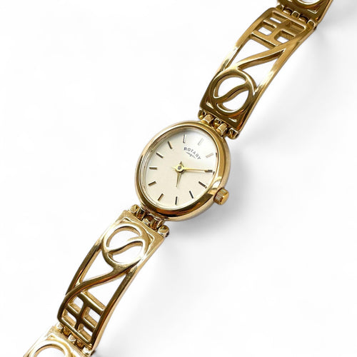Ladies' Rotary Quartz Watch With Gold-Tone Bracelet and Oval Dial