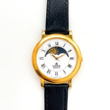 Load image into Gallery viewer, 90s Vintage Unisex Lorus Sun &amp; Moon Phase Quartz Watch - Black Leather
