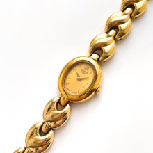 Load image into Gallery viewer, Tiny Vintage 1990s Gold-Plated Ladies&#39; Seiko Quartz Watch With Intricate Bracelet and Oval Dial
