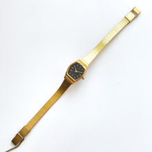 Load image into Gallery viewer, Vintage Gold-Plated Zeon Ladies&#39; Quartz Watch with Black Dial and Integrated Bracelet
