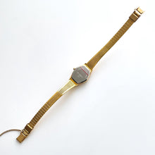 Load image into Gallery viewer, Vintage Gold-Plated Zeon Ladies&#39; Quartz Watch with Black Dial and Integrated Bracelet
