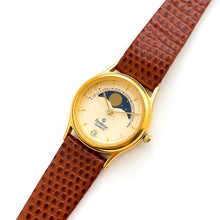Load image into Gallery viewer, Vintage Ladies Armitron Moon Phase Quartz Watch with Brown Leather Strap

