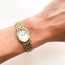 Load image into Gallery viewer, Vintage Ladies&#39; Pulsar (by Seiko) Two-Tone Quartz Watch with White Oval Dial
