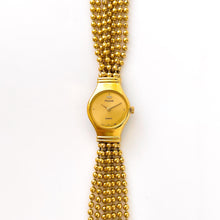Load image into Gallery viewer, Vintage Ladies&#39; Pulsar (by Seiko) Gold-Tone Quartz Watch with Tiny Round Dial and Beaded Bracelet
