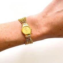 Load image into Gallery viewer, Vintage Ladies&#39; Pulsar (by Seiko) Gold-Tone Quartz Watch with Tiny Round Dial and Beaded Bracelet
