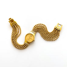 Load image into Gallery viewer, Vintage Ladies&#39; Pulsar (by Seiko) Gold-Tone Quartz Watch with Tiny Round Dial and Beaded Bracelet
