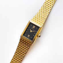 Load image into Gallery viewer, 1990s Ladies&#39; Gold-Plated Seiko Quartz Watch with Black Rectangular Dial
