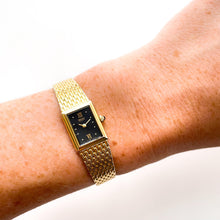 Load image into Gallery viewer, 1990s Ladies&#39; Gold-Plated Seiko Quartz Watch with Black Rectangular Dial
