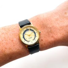 Load image into Gallery viewer, Vintage 90s Ladies&#39; Imado Sun &amp; Moon Phase Quartz Watch with Black Leather Strap
