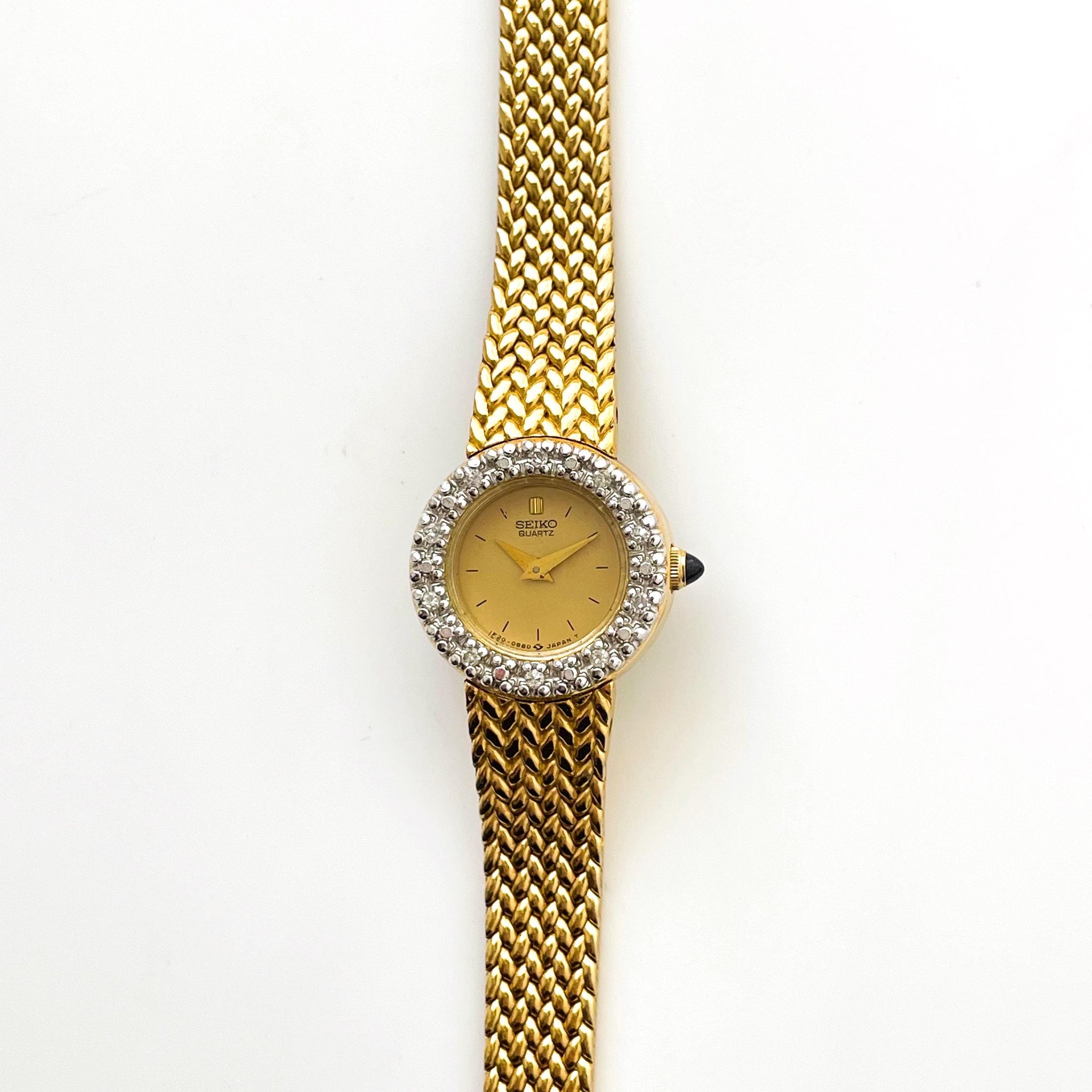 Rare 90s Gold-Plated Seiko Quartz Watch - Mesh Bracelet and
