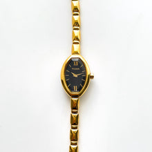 Load image into Gallery viewer, Thin Vintage Ladies&#39; Pulsar (Seiko) Gold-Tone Quartz Watch - Black Dial

