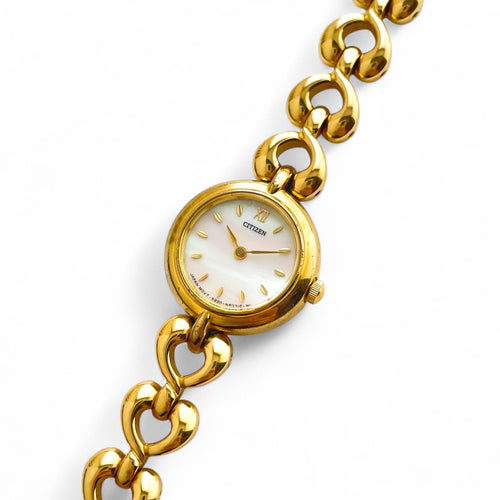 Vintage Gold-Plated Ladies' Citizen Quartz Watch - Mother of Pearl Dial