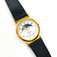 Load image into Gallery viewer, Vintage 90s Unisex Solvil &amp; Titus Moon Phase Quartz Watch with Black Leather Strap
