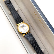 Load image into Gallery viewer, Vintage 90s Unisex Solvil &amp; Titus Moon Phase Quartz Watch with Black Leather Strap

