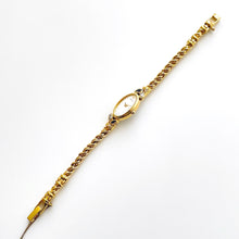 Load image into Gallery viewer, Very Rare 90s Gold-Plated Seiko Jewellery Quartz Watch with Tiny Dial, Thin Bracelet 2 Sapphires and 2 Diamonds
