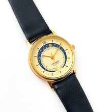 Load image into Gallery viewer, Vintage 90s Ladies&#39; Imado Sun &amp; Moon Phase Quartz Watch with Black Leather Strap
