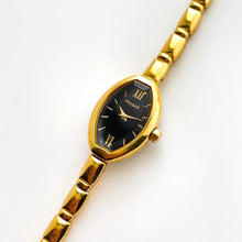 Load image into Gallery viewer, Thin Vintage Ladies&#39; Pulsar (Seiko) Gold-Tone Quartz Watch - Black Dial
