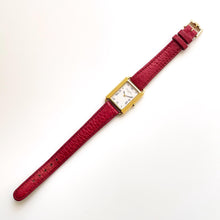 Load image into Gallery viewer, Vintage Christian Dior Gold-Plated Watch: Red Leather Strap, Tank Dial (Boxed)
