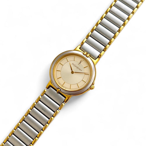 Vintage 90s Yves Saint Laurent Ladies' Quartz Watch - Two-Tone Bracelet