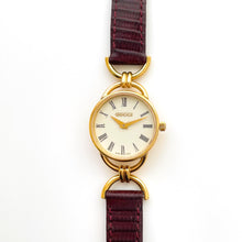 Load image into Gallery viewer, 90s Gold-Plated Gucci 6000.2.L Quartz Watch with Burgundy Leather Strap

