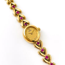 Load image into Gallery viewer, Very Rare 90s Gold-Plated Seiko Jewellery Quartz Watch with Tiny Oval Dial, Thin Bracelet and 8 Rubies
