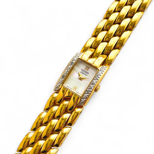 Vintage Gold-Plated Ladies' Citizen Elegance Quartz Watch - Mother of Pearl Dial