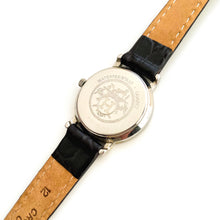 Load image into Gallery viewer, Vintage 1990s Two-Tone Hermès Sellier Ladies&#39; Quartz Watch with Round White Dial and Black Leather Strap
