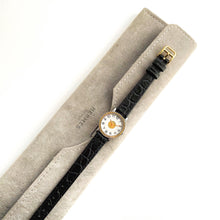 Load image into Gallery viewer, Vintage 1990s Two-Tone Hermès Sellier Ladies&#39; Quartz Watch with Round White Dial and Black Leather Strap
