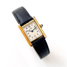 Load image into Gallery viewer, Vintage Ladies&#39; Must de Cartier Tank Vermeil With Arabic Numerals and Leather Strap - Quartz Movement
