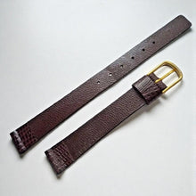 Load image into Gallery viewer, 12mm Dark Brown Faux Leather Lizard Grain Watch Strap - Gold Buckle
