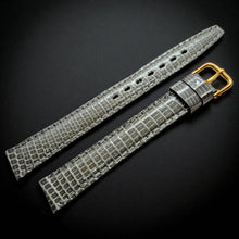 Load image into Gallery viewer, 8-9-10-12mm Grey Cobra Genuine Leather Watch Strap - Gold Buckle - NOS
