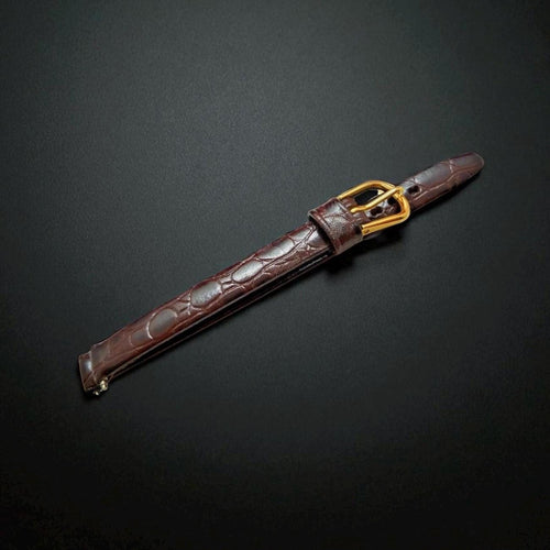 8mm Dark Brown Apollo Genuine Leather Watch Strap - Gold Buckle