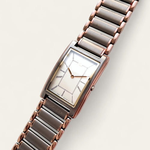 YSL Unisex Quartz Watch – Two-Tone with Rectangular Tank Dial, 1990s