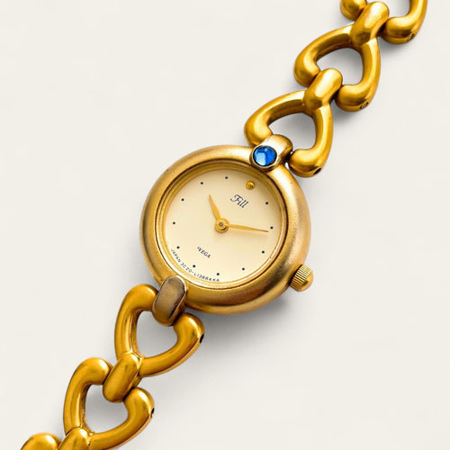 Vega by Citizen – Gold-Plated Quartz Watch with Blue Stone