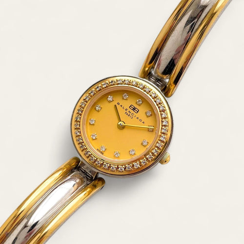 Balenciaga Ladies’ Quartz Bangle Watch – Two-Tone with Diamond Dial, 1990s