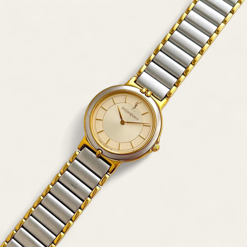 Vintage 90s Yves Saint Laurent Ladies' Quartz Watch - Two-Tone Bracelet