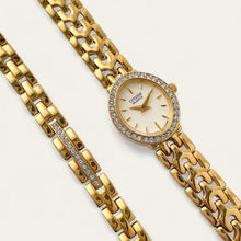 Load image into Gallery viewer, Gold-Plated Ladies&#39; Citizen Oval Quartz Watch - Crystals - Matching Bracelet
