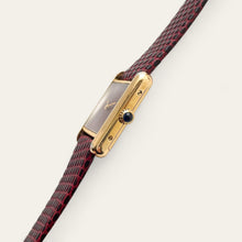 Load image into Gallery viewer, Vintage Cartier Must de Tank Vermeil Mechanical Watch: Burgundy Dial, Boxed
